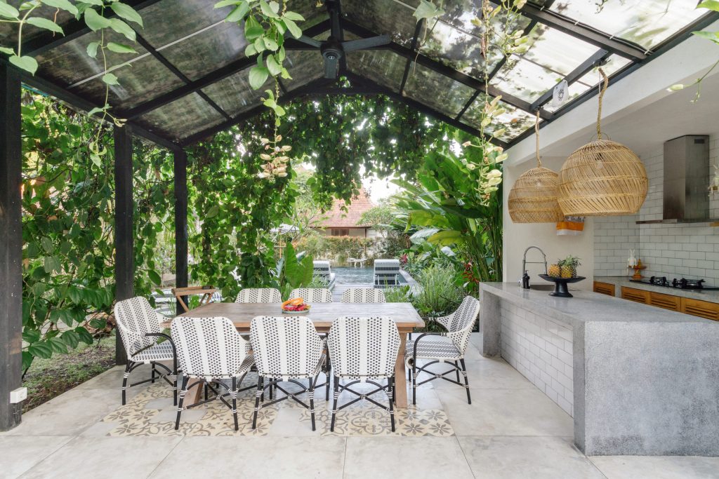 How do you create an outdoor living space on a budge?t